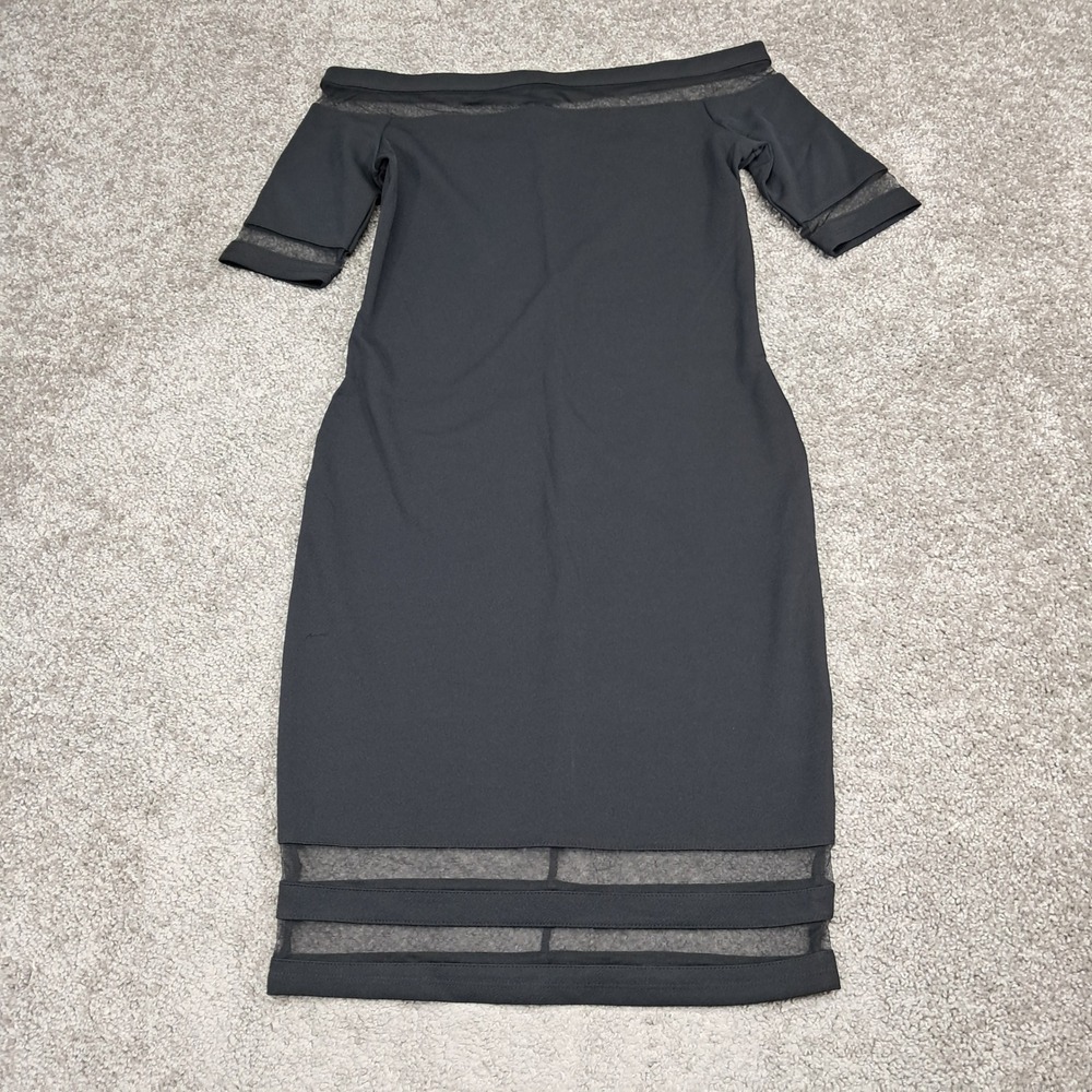 Bold Elements Black Off Shoulder Mesh Panel Sheath Dress Medium‎ 75590-0